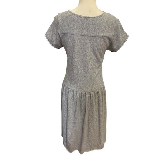 Japanese Gasa Grue Grey Jersey Drop Waist Short Sleeve Midi Dress / Small/Medium - Picture 4 of 7
